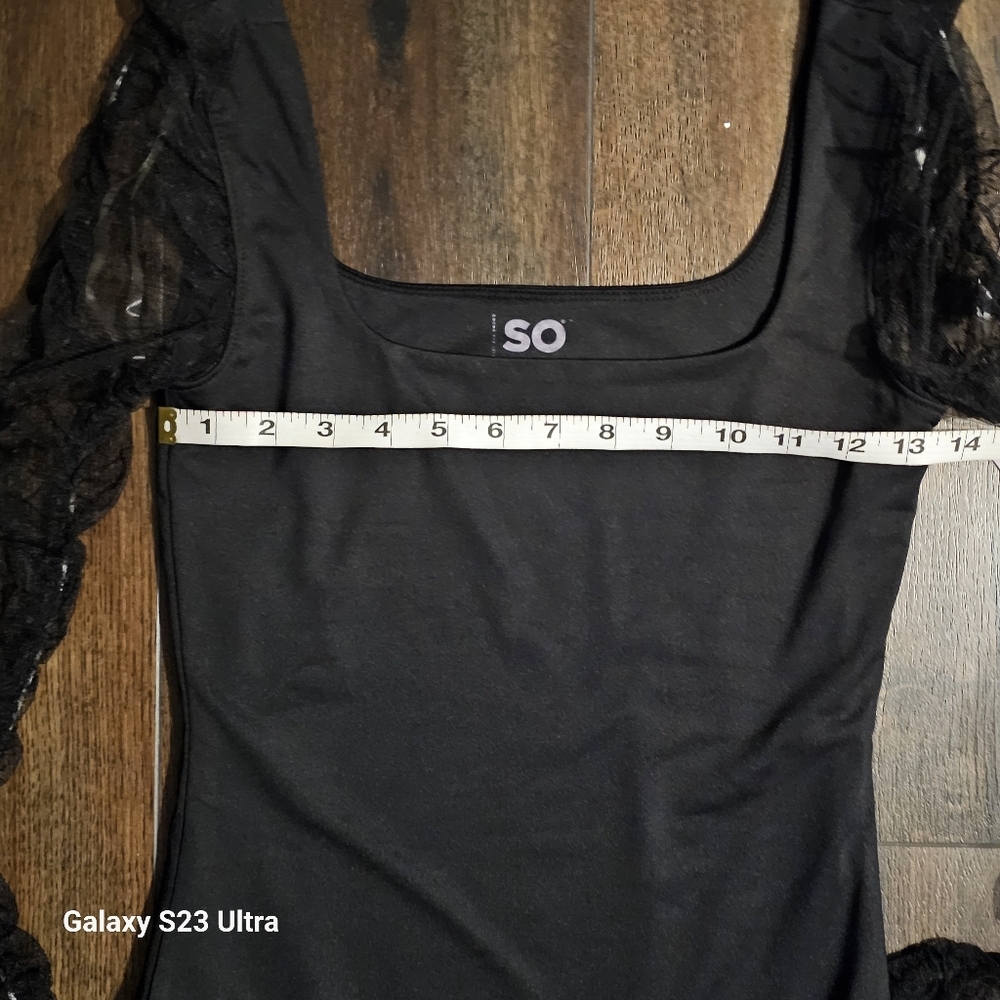 NWT Black Bodysuit with Lace Sleeves - Picture 8 of 11